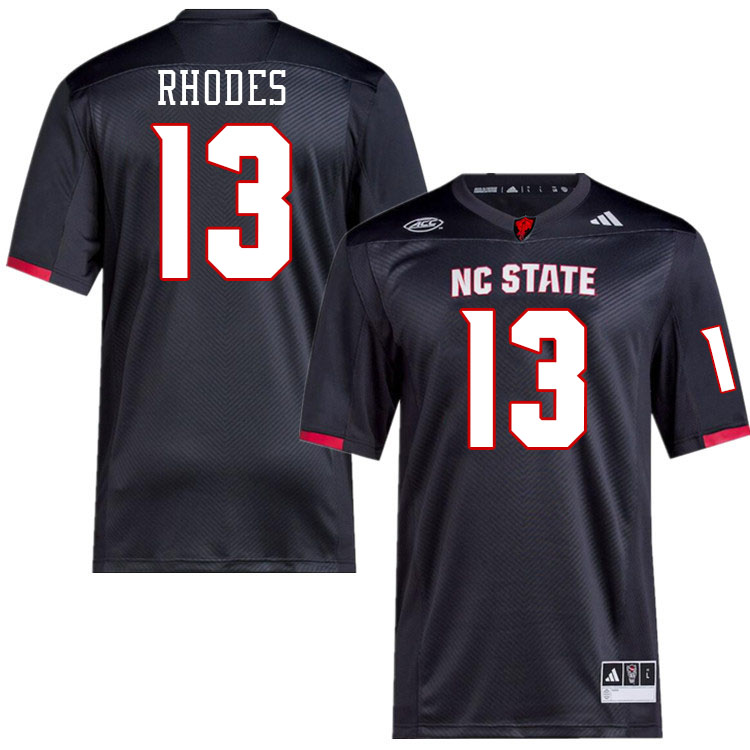 Men #13 Ethan Rhodes NC State Wolfpack College Football Jerseys Stitched-Black